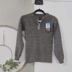Pollen Sweaters Placket 100% No Itch Wool Gravel Road Grey